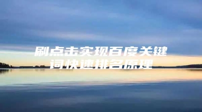 刷点击实现百度关键词快速排名原理