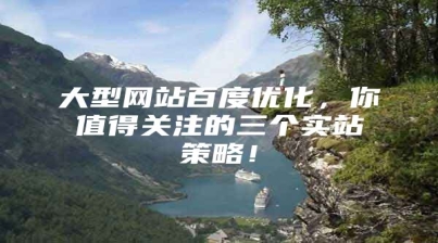 大型网站百度优化，你值得关注的三个实站策略！
