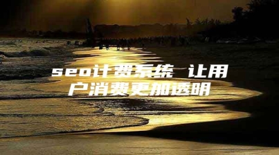 seo计费系统 让用户消费更加透明