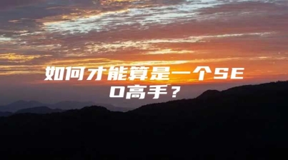 如何才能算是一个SEO高手？