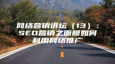 网络营销讲坛（13）：SEO营销之面膜如何利用网络推广