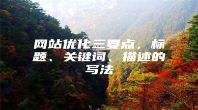 网站优化三要点，标题、关键词、描述的写法
