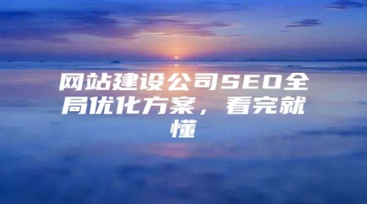 网站建设公司SEO全局优化方案，看完就懂