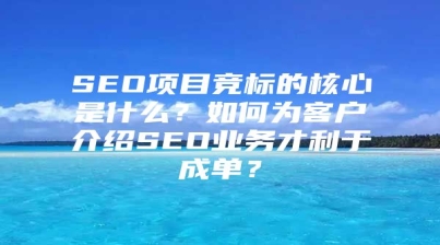 SEO项目竞标的核心是什么？如何为客户介绍SEO业务才利于成单？