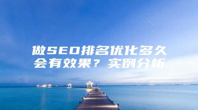 做SEO排名优化多久会有效果？实例分析