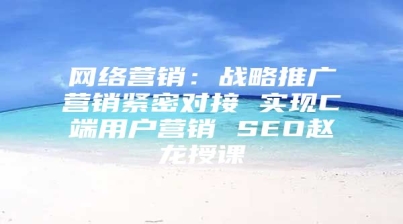 网络营销：战略推广营销紧密对接 实现C端用户营销 SEO赵龙授课