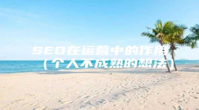 SEO在运营中的作用（个人不成熟的想法）