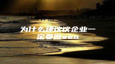 为什么建议议企业一定要做seo
