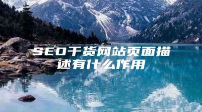 SEO干货网站页面描述有什么作用