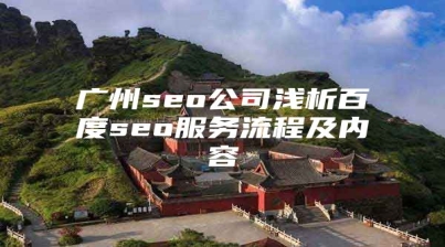 广州seo公司浅析百度seo服务流程及内容
